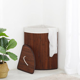 Lifestyle Traders Bamboo Folding Corner Laundry Hamper