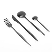 Sherwood Housewares 24 Piece Matte Black Polish Stainless Steel Cutlery Set