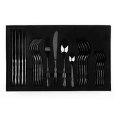 Lifestyle Traders 24 Piece Premium Black Stainless Steel Cutlery Set