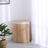 Lifestyle Traders Bamboo Foldable Corner Laundry Hamper