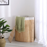 Lifestyle Traders Bamboo Foldable Corner Laundry Hamper