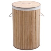 Lifestyle Traders Round Helix Folding Bamboo Laundry Hamper