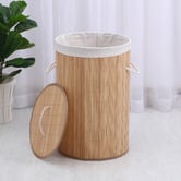 Lifestyle Traders Round Helix Folding Bamboo Laundry Hamper