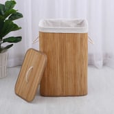 Lifestyle Traders Rectangular Helix Folding Bamboo Laundry Hamper