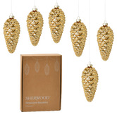 Lifestyle Traders Gold Dasher Pinecone Christmas Baubles