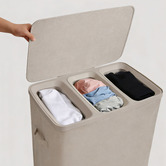Lifestyle Traders Titus 3 Section Foldable Laundry Hamper