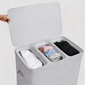 Lifestyle Traders Titus 3 Section Foldable Laundry Hamper