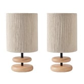 Lifestyle Traders Hollis Rubberwood &amp; Cotton Table Lamps