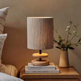 Lifestyle Traders Hollis Rubberwood &amp; Cotton Table Lamps