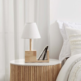 Lifestyle Traders 40cm Rubberwood Table Lamp