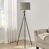 Lifestyle Traders Chic Metal &amp; Linen Tripod Floor Lamp