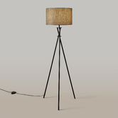 Lifestyle Traders Chic Metal &amp; Linen Tripod Floor Lamp