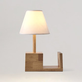 Lifestyle Traders Bookend Rubberwood Table Lamps (set of 2)