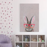 Galerie Art Co Hare with Red Glasses Canvas Wall Art