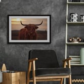 Galerie Art Co Sunset &amp; Cows Framed Paper Print Wall Art