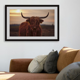 Galerie Art Co Sunset &amp; Cows Framed Paper Print Wall Art