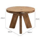 Cora Home Living Kalchas 3 Legged Recycled Elm Wood Coffee Table