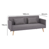 Cora Home Living Lawrence 3 Seater Sofa Bed
