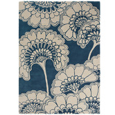 Florence Broadhurst Midnight Japanese Floral Hand-Tufted Wool Rug