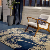 Florence Broadhurst Midnight Japanese Floral Hand-Tufted Wool Rug