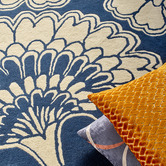Florence Broadhurst Midnight Japanese Floral Hand-Tufted Wool Rug