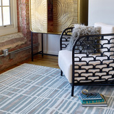 Florence Broadhurst Stripe Jade Tortoiseshell Hand-Tufted Wool Rug