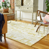 Florence Broadhurst Citron Stripe Waterwave Hand-Tufted Wool Rug