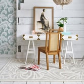 Florence Broadhurst Ivory Japanese Floral Hand-Tufted Wool Rug