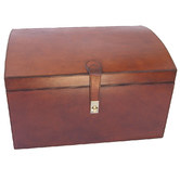 Kundra Tan Leather Curve Top Storage Box
