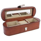 Kundra Tan Leather Travel Jewellery Box