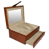 Kundra Tan Leather Jewellery Box with Draw
