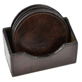 Kundra Dark Leather Round Coasters
