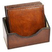 Kundra Tan Leather Square Coasters