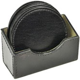 Kundra 5 Piece Leather Coasters &amp; Container Set