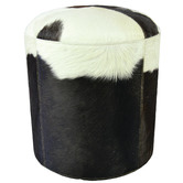 Kundra Black &amp; White Calatrava Round Cow Hide Ottoman