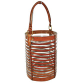 Kundra Caged Leather &amp; Glass Hurricane with Handle
