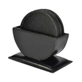 Kundra 7 Piece Buffalo Leather Coaster &amp; Holder Set