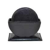 Kundra 7 Piece Buffalo Leather Coaster &amp; Holder Set