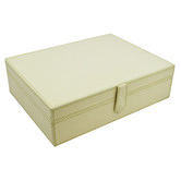 Kundra Cream Buffalo Leather Jewellery Box with Mirror