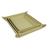 Kundra 3 Piece Cream Buffalo Leather Trays Set