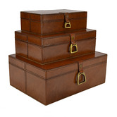 Kundra 3 Piece Leather Buffalo Boxes with Stirrup Set