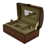 Kundra Tan Leather Curve Top Jewellery Box