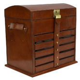 Kundra Tan Leather 6 Rack Jewellery Box