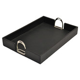 Kundra Black Buffalo Leather Tray with Stirrup