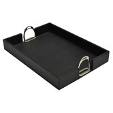 Kundra Black Buffalo Leather Tray with Stirrup