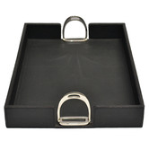 Kundra Black Buffalo Leather Tray with Stirrup