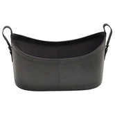 Kundra Black Buffalo Leather Scoop Magazine Basket