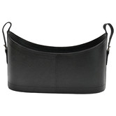 Kundra Black Buffalo Leather Scoop Magazine Basket