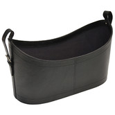 Kundra Black Buffalo Leather Scoop Magazine Basket