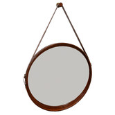 Kundra Large Sheena Round Buffalo Leather Wall Mirror